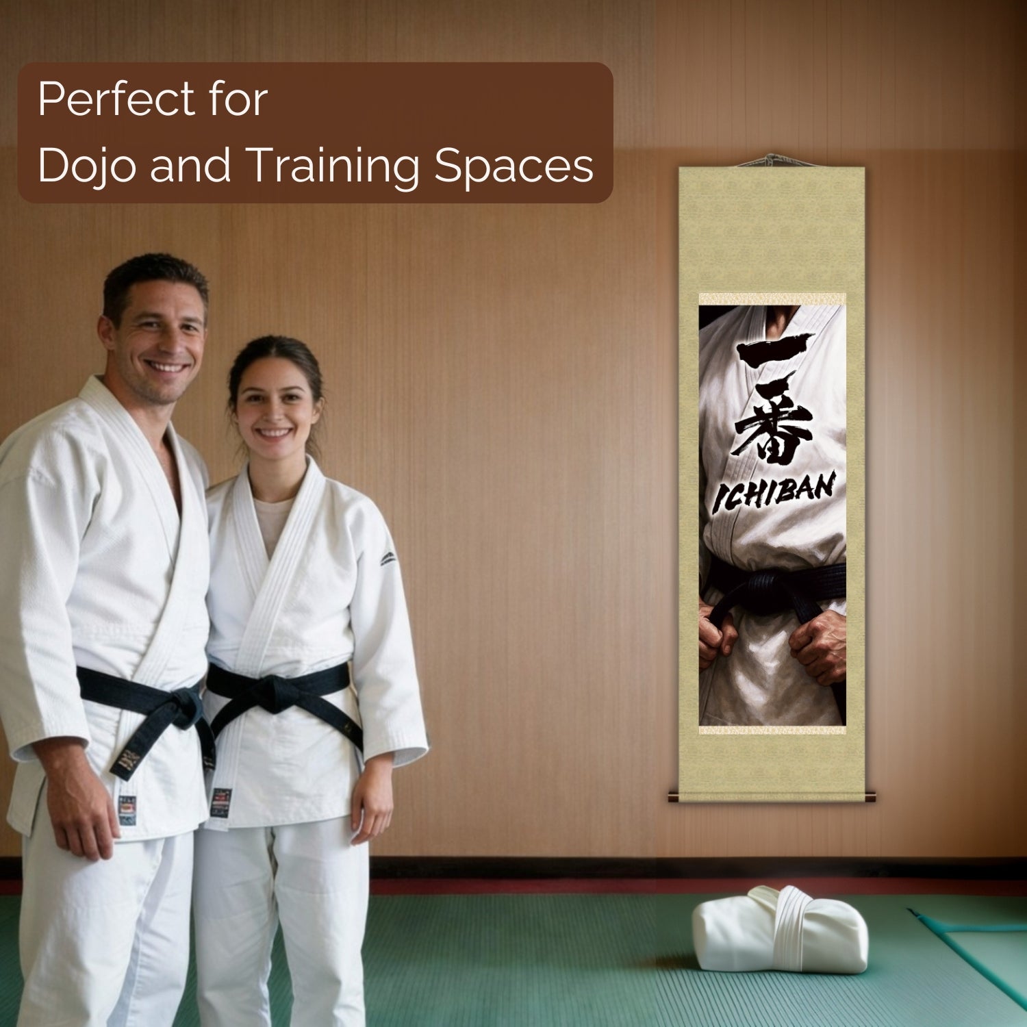 Japanische Kampfkunst Ichiban Kakemono Wandrolle – Geist des Schwarzen Gürtels 