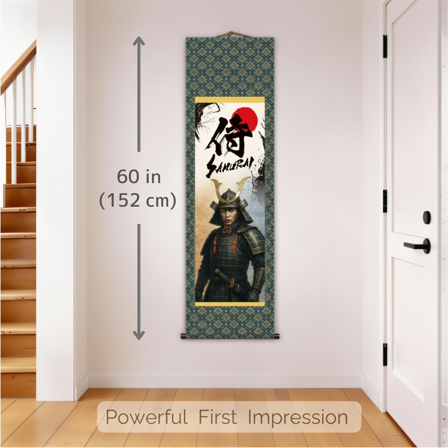 Japanisches Samurai Kakemono Wandbild – Stehender Samurai in Rüstung 